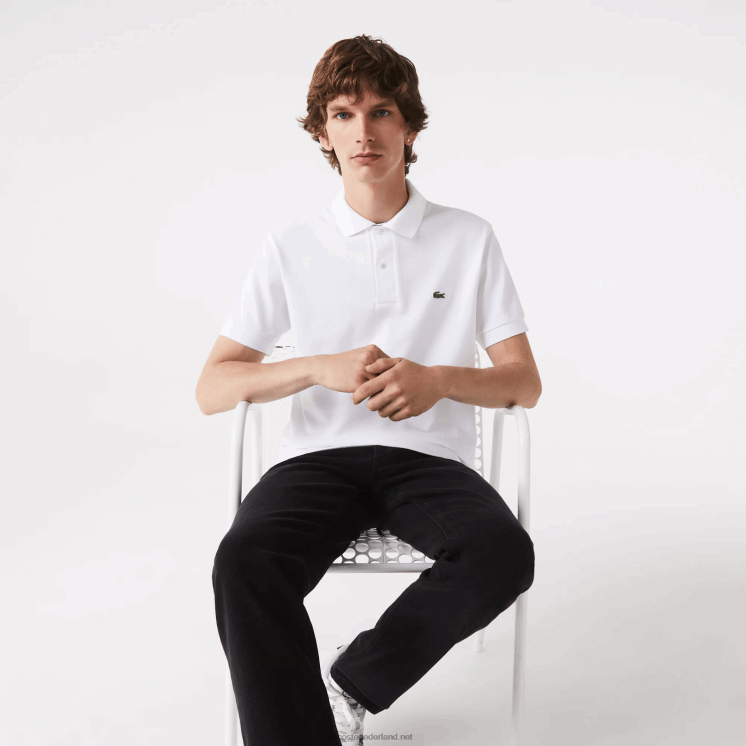 Lacoste originele l.12.12 polo met zwaar katoenen piqué 0828H249 wit 001 Heren
