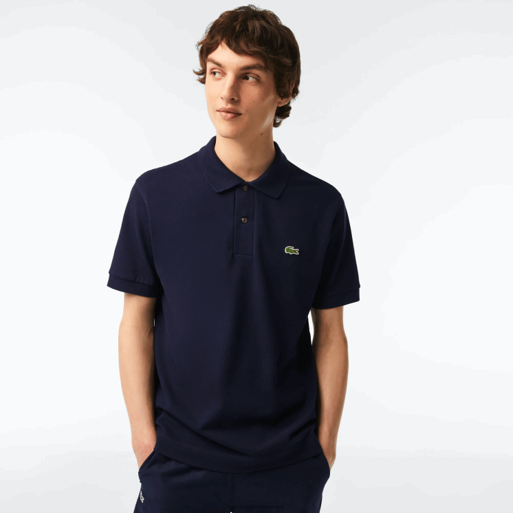 Lacoste originele l.12.12 polo met zwaar katoenen piqué 0828H250 marineblauw 166 Heren