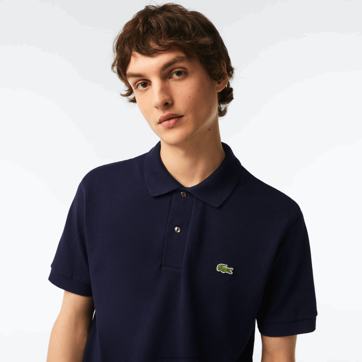 Lacoste originele l.12.12 polo met zwaar katoenen piqué 0828H250 marineblauw 166 Heren