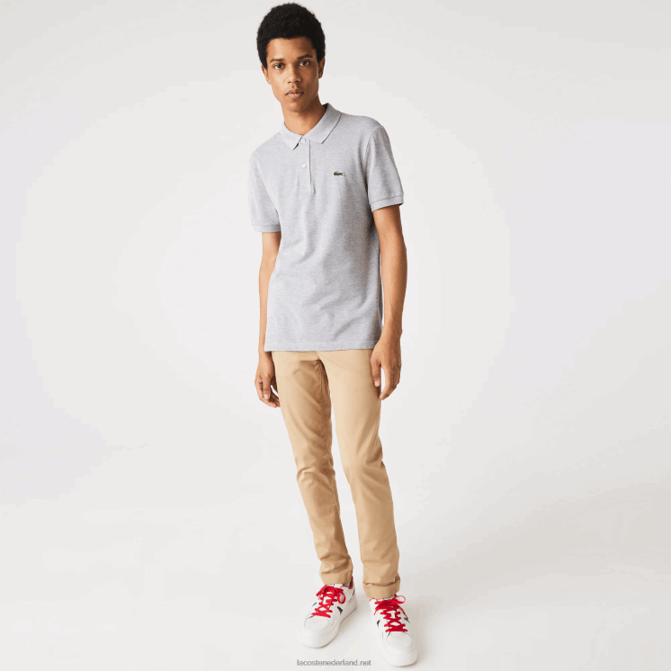 Lacoste originele l.12.12 slim fit polo 0828H1267 grijze knik erf Heren