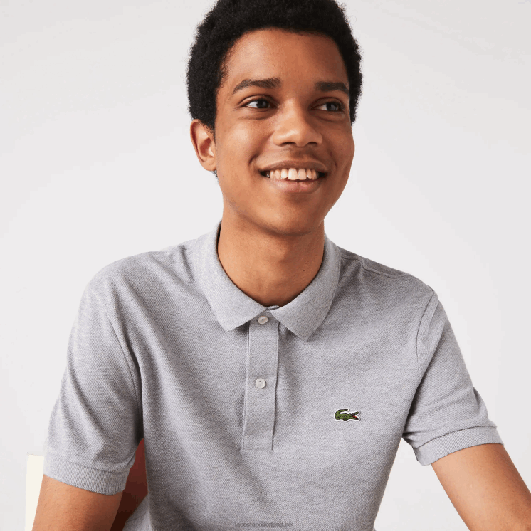 Lacoste originele l.12.12 slim fit polo 0828H1267 grijze knik erf Heren