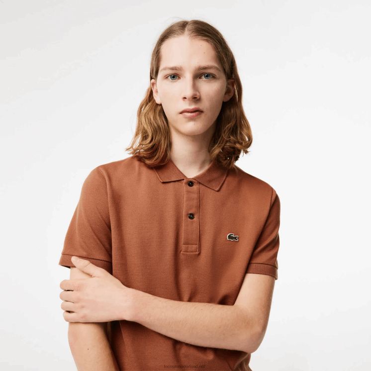 Lacoste originele l.12.12 slim fit polo 0828H219 lichtbruin lfa Heren