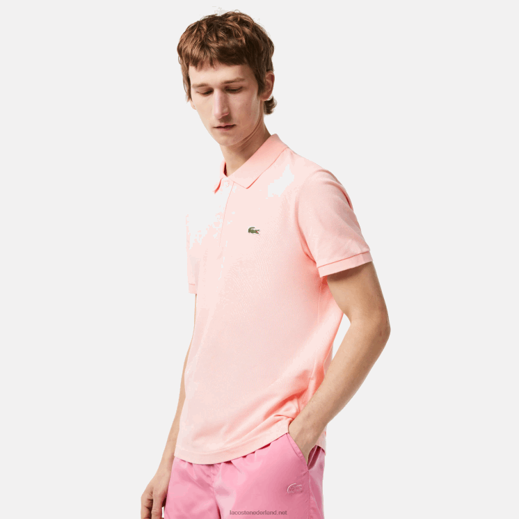 Lacoste originele l.12.12 slim fit polo 0828H243 roze kf9 Heren