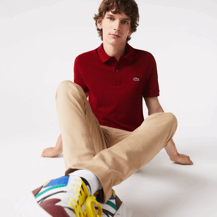 Lacoste originele l.12.12 slim fit polo 0828H655 bordeaux 476 Heren