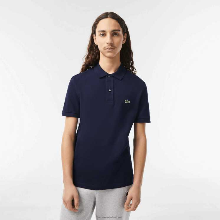 Lacoste originele l.12.12 slim fit polo 0828H685 marineblauw 166 Heren