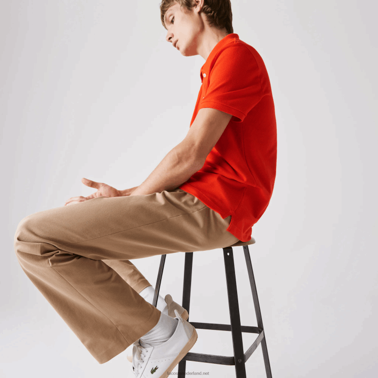 Lacoste originele l.12.12 slim fit polo 0828H702 rood 3b2 Heren