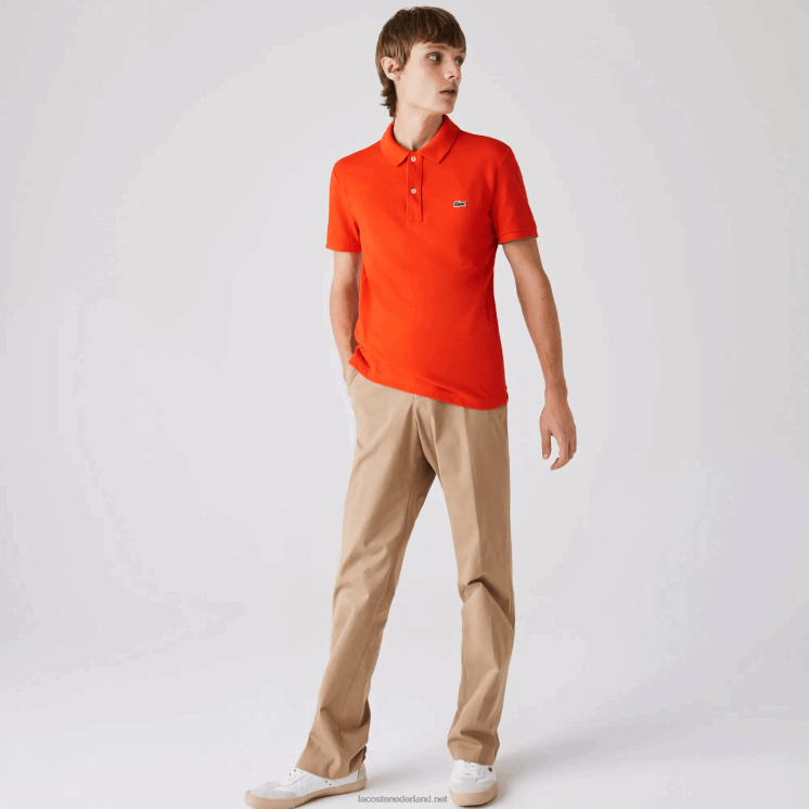 Lacoste originele l.12.12 slim fit polo 0828H702 rood 3b2 Heren
