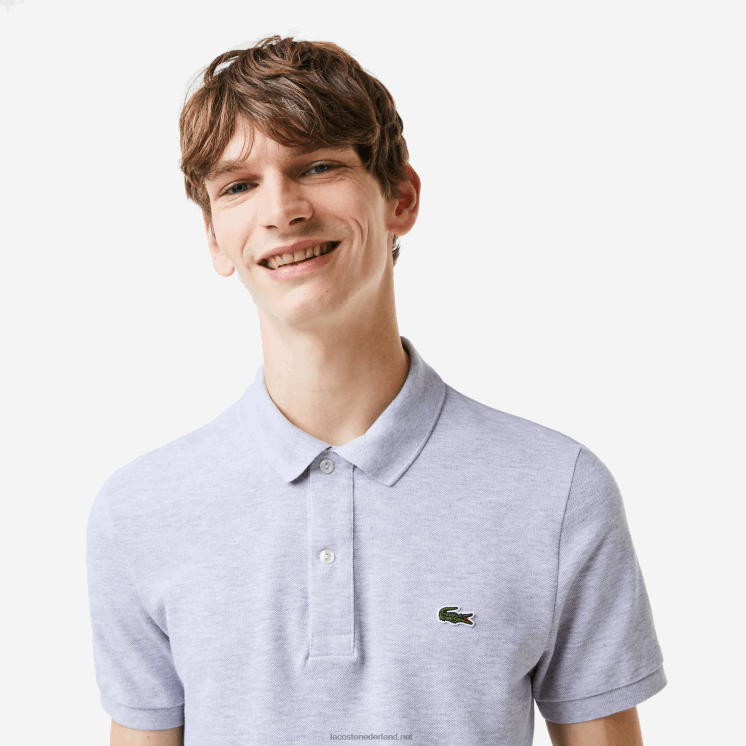 Lacoste originele l.12.12 slim fit polo 0828H766 grijze chine ca Heren