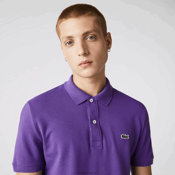 Lacoste originele l.12.12 slim fit polo 0828H789 paarse s5z Heren
