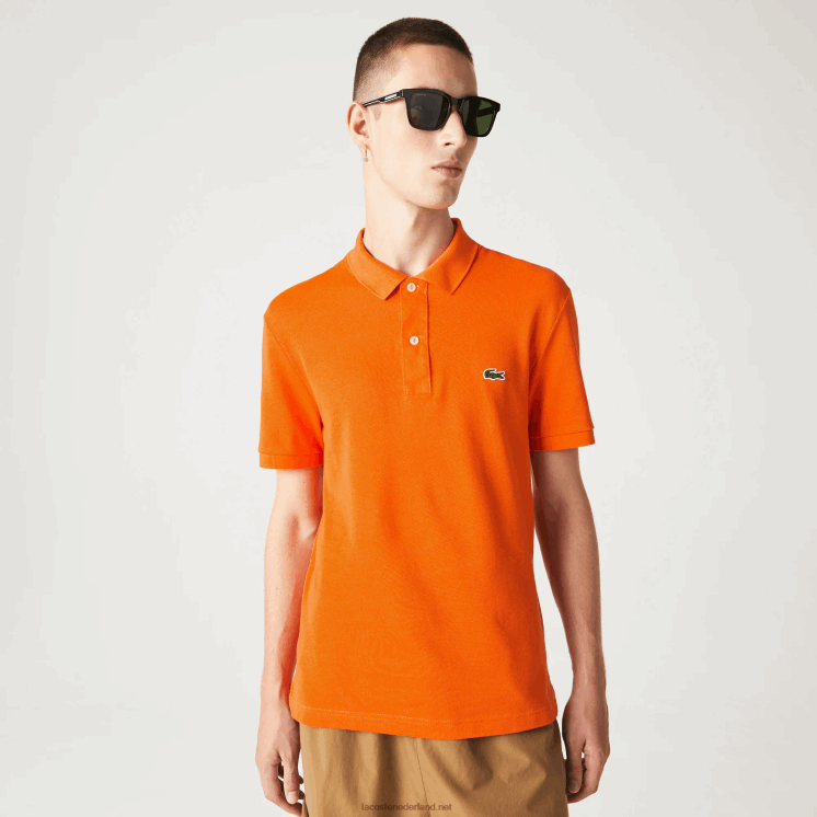 Lacoste originele l.12.12 slim fit polo 0828H876 oranje z4d Heren
