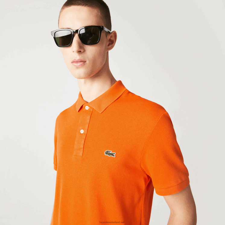 Lacoste originele l.12.12 slim fit polo 0828H876 oranje z4d Heren