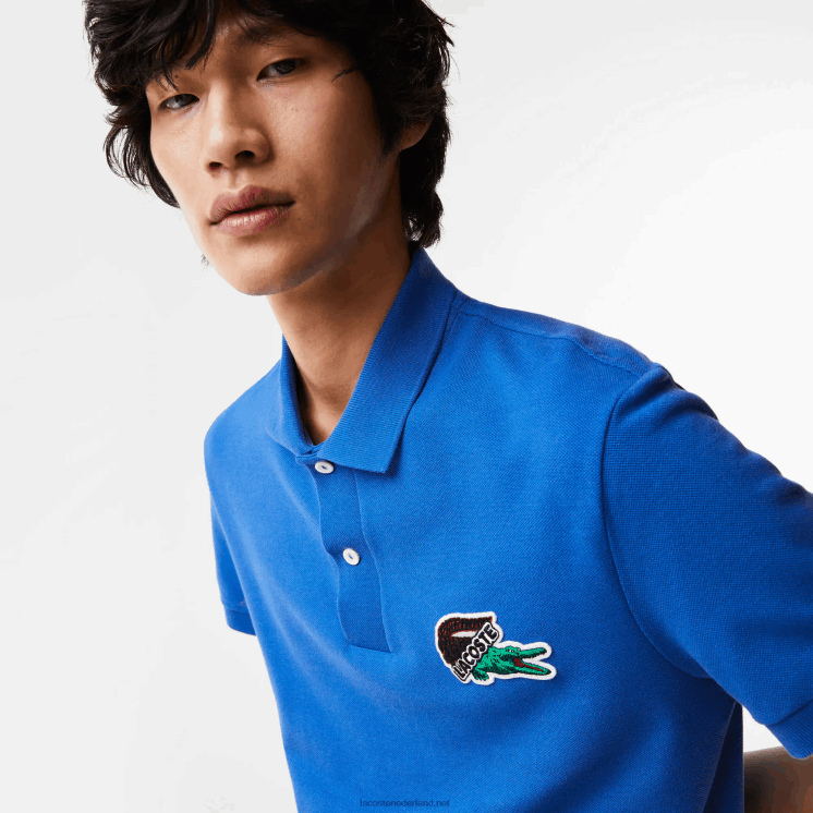 Lacoste piqué polo van biologisch katoen 0828H574 blauw k1q Heren