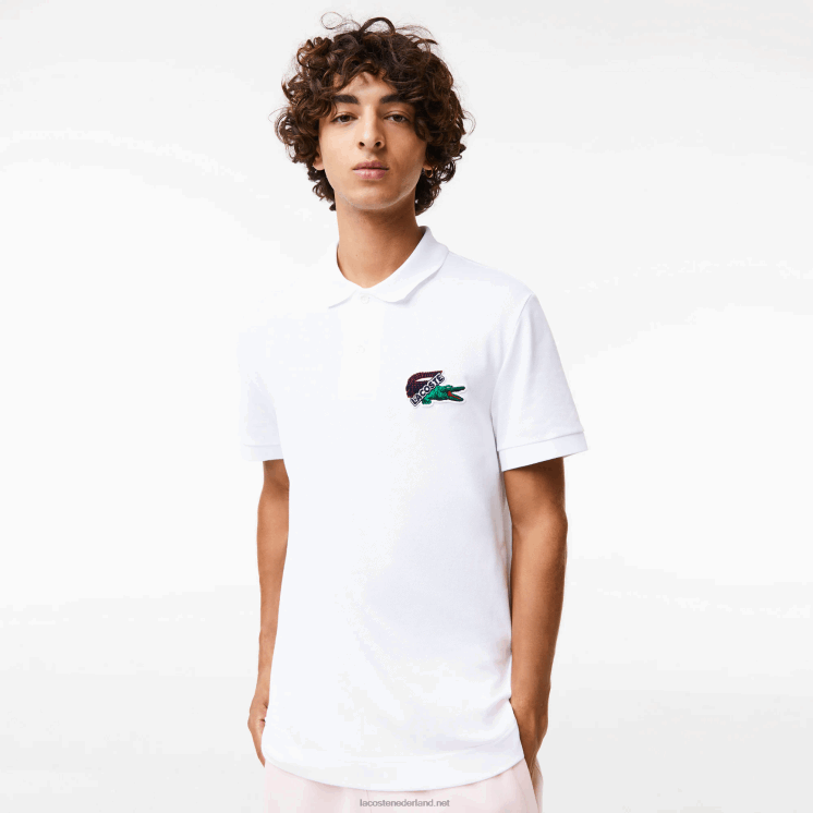 Lacoste piqué polo van biologisch katoen 0828H575 wit 001 Heren