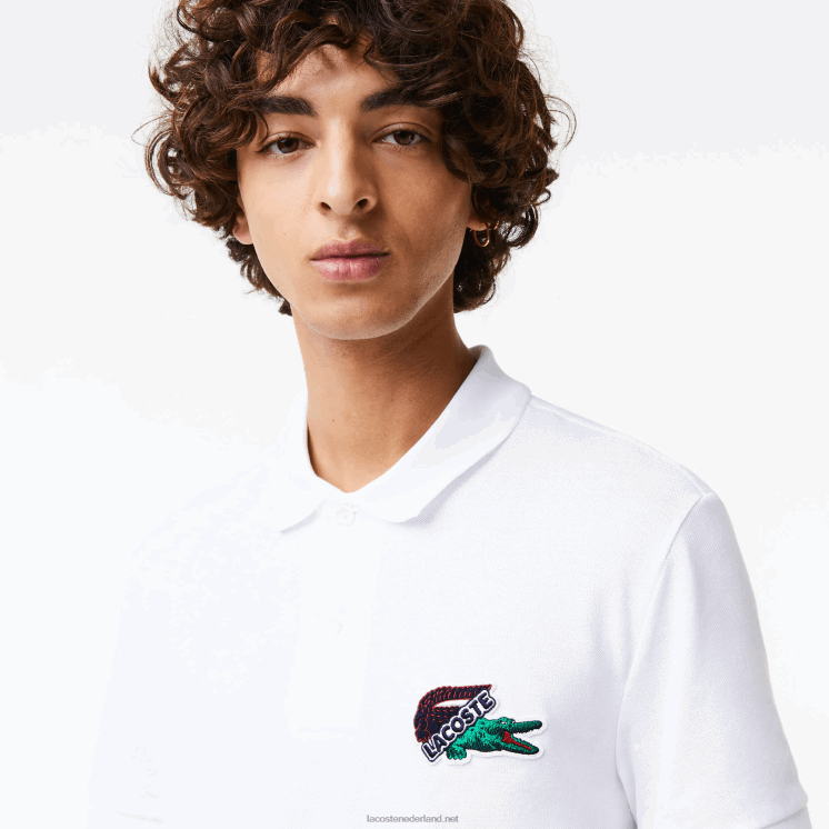 Lacoste piqué polo van biologisch katoen 0828H575 wit 001 Heren
