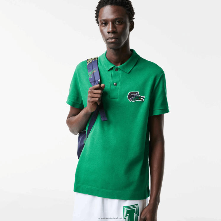 Lacoste piqué polo van biologisch katoen 0828H846 groene lm Heren