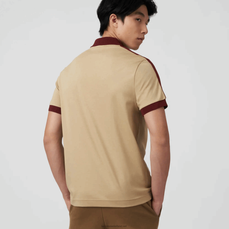 Lacoste polo met klassieke pasvorm en contrasterende kraag 0828H580 beige 02s Heren
