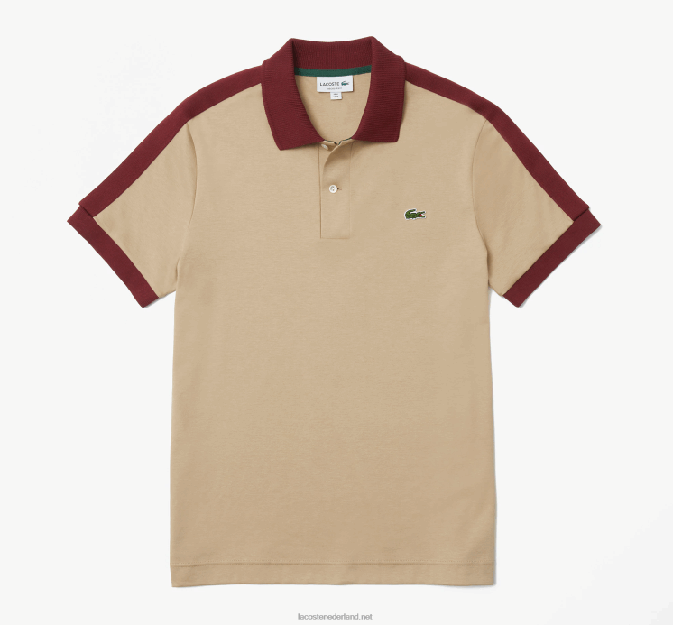 Lacoste polo met klassieke pasvorm en contrasterende kraag 0828H580 beige 02s Heren