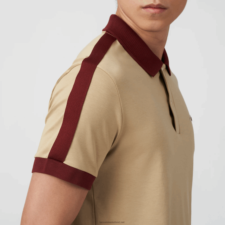 Lacoste polo met klassieke pasvorm en contrasterende kraag 0828H580 beige 02s Heren