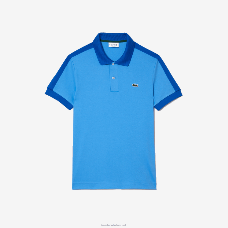 Lacoste polo met klassieke pasvorm en contrasterende kraag 0828H581 blauw 4xa Heren
