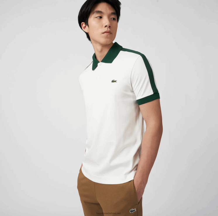 Lacoste polo met klassieke pasvorm en contrasterende kraag 0828H582 wit 70v Heren
