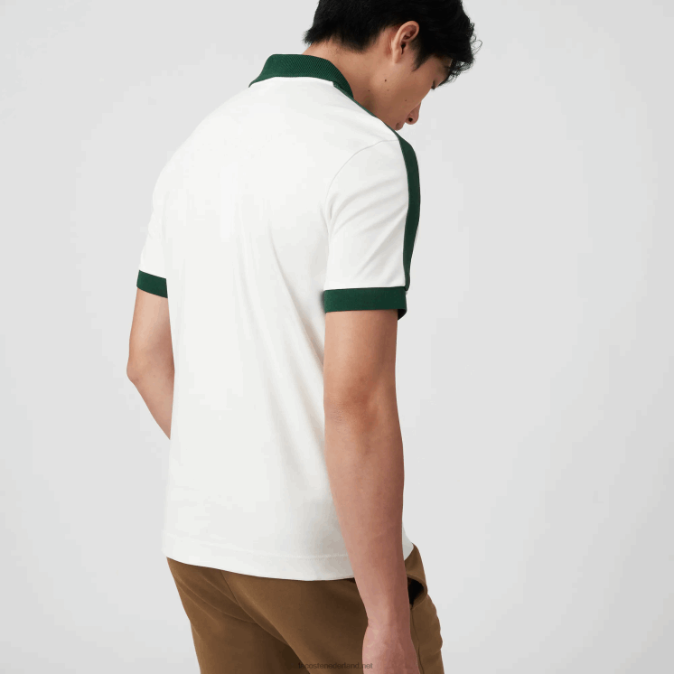 Lacoste polo met klassieke pasvorm en contrasterende kraag 0828H582 wit 70v Heren