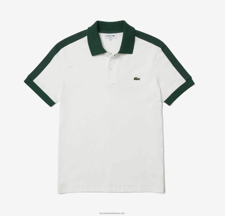 Lacoste polo met klassieke pasvorm en contrasterende kraag 0828H582 wit 70v Heren
