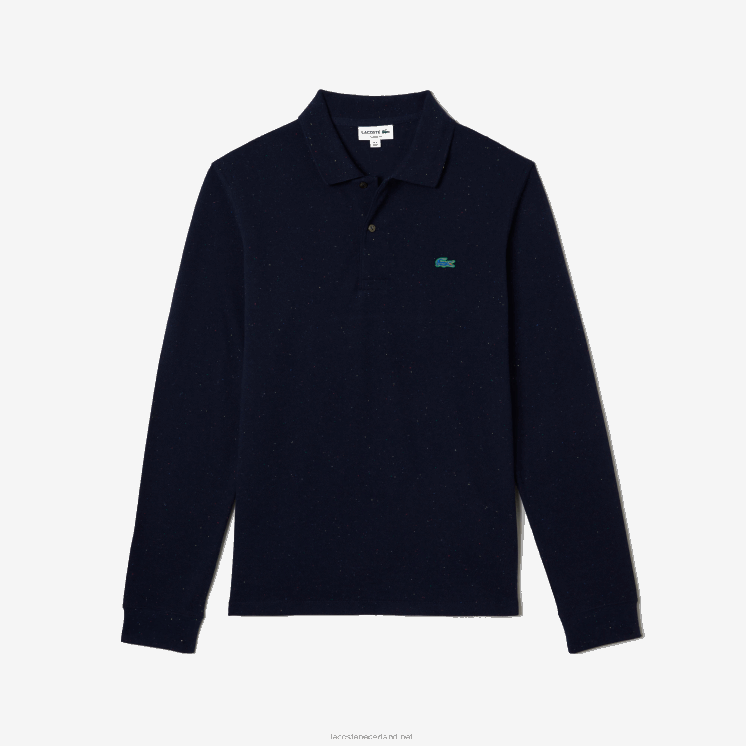 Lacoste polo met klassieke pasvorm en gespikkelde print 0828H704 marineblauw 7cg Heren