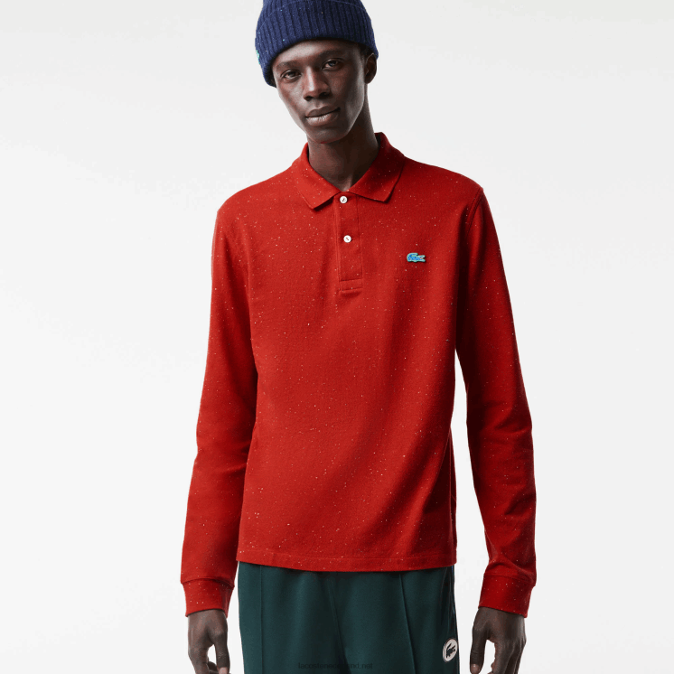 Lacoste polo met klassieke pasvorm en gespikkelde print 0828H705 rood 7cq Heren