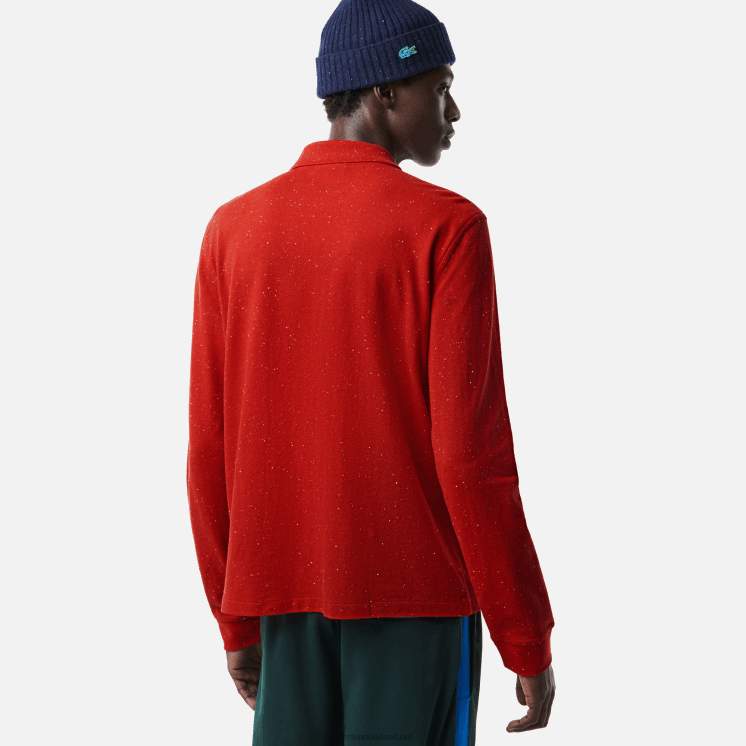 Lacoste polo met klassieke pasvorm en gespikkelde print 0828H705 rood 7cq Heren