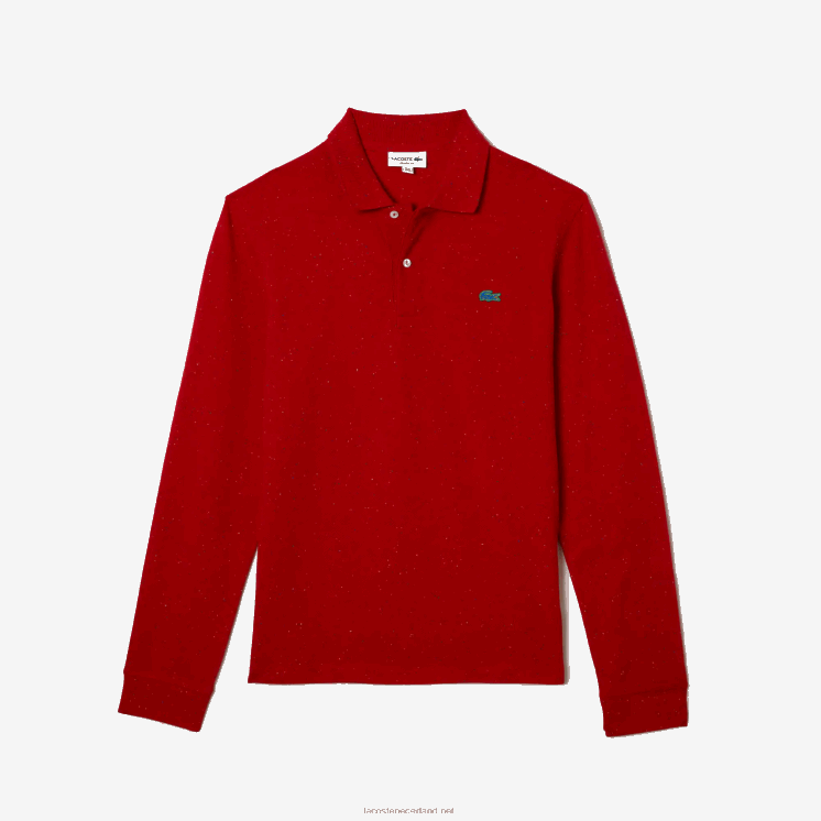 Lacoste polo met klassieke pasvorm en gespikkelde print 0828H705 rood 7cq Heren