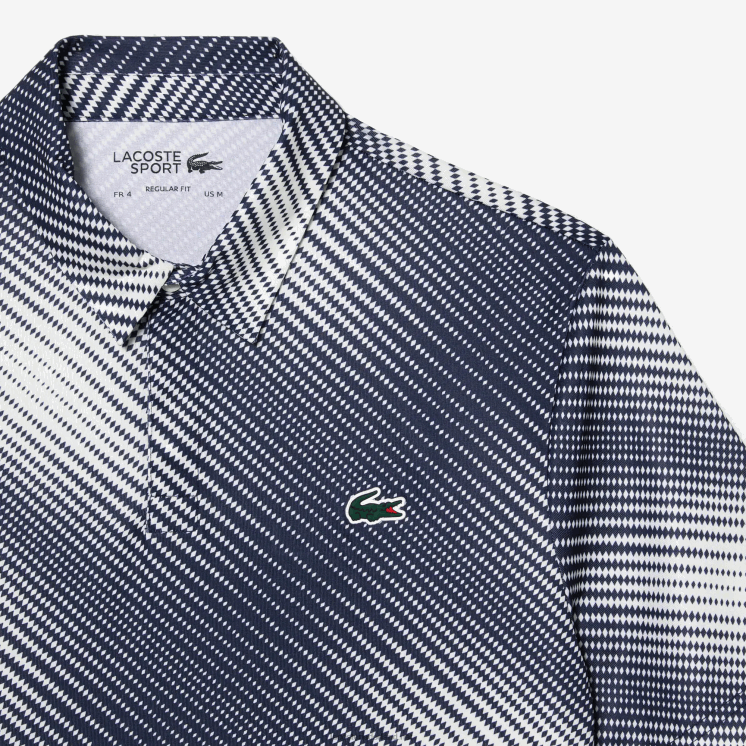 Lacoste polo van gerecycled polyester met golfprint 0828H151 wit marineblauw ev0 Heren