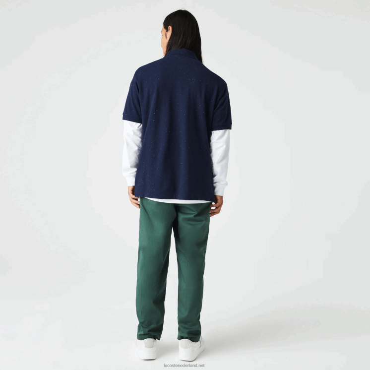 Lacoste polo van pique katoen met klassieke pasvorm en gespikkelde print 0828H591 marineblauw 7cg Heren