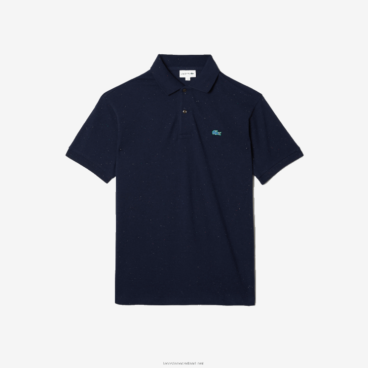 Lacoste polo van pique katoen met klassieke pasvorm en gespikkelde print 0828H591 marineblauw 7cg Heren