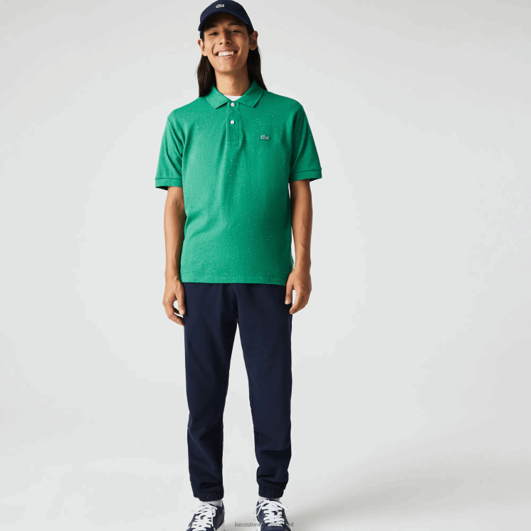 Lacoste polo van pique katoen met klassieke pasvorm en gespikkelde print 0828H593 groen 7bs Heren