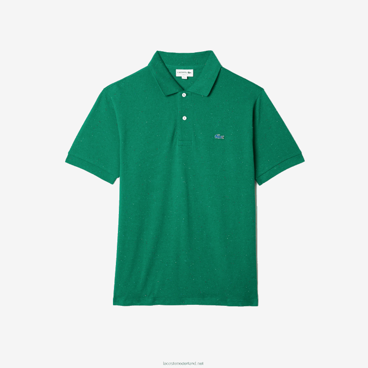 Lacoste polo van pique katoen met klassieke pasvorm en gespikkelde print 0828H593 groen 7bs Heren