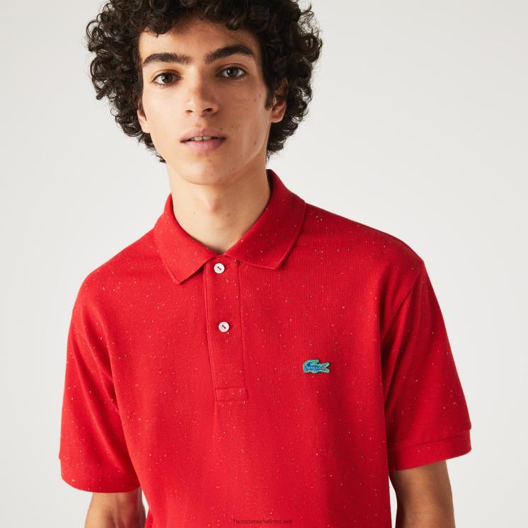 Lacoste polo van pique katoen met klassieke pasvorm en gespikkelde print 0828H594 rood 7cq Heren