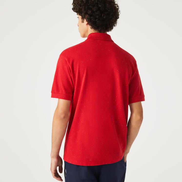 Lacoste polo van pique katoen met klassieke pasvorm en gespikkelde print 0828H594 rood 7cq Heren