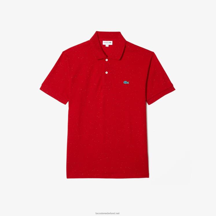 Lacoste polo van pique katoen met klassieke pasvorm en gespikkelde print 0828H594 rood 7cq Heren