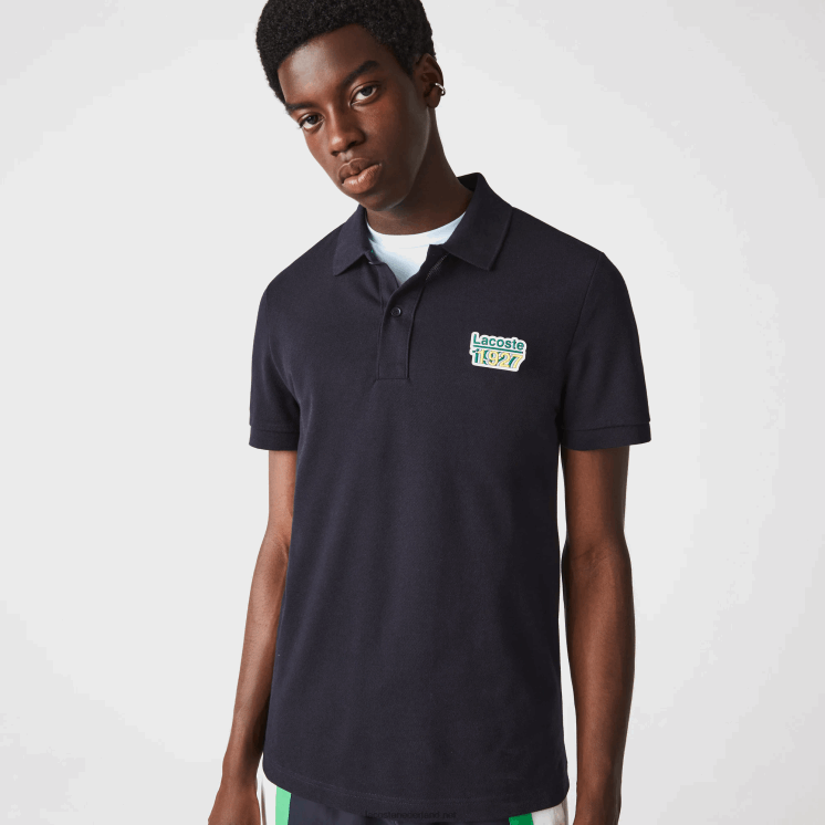 Lacoste polo van pique katoen met normale pasvorm en badge 0828H912 marineblauw hde Heren