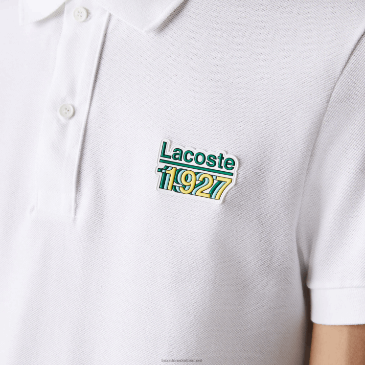 Lacoste polo van pique katoen met normale pasvorm en badge 0828H913 wit 001 Heren