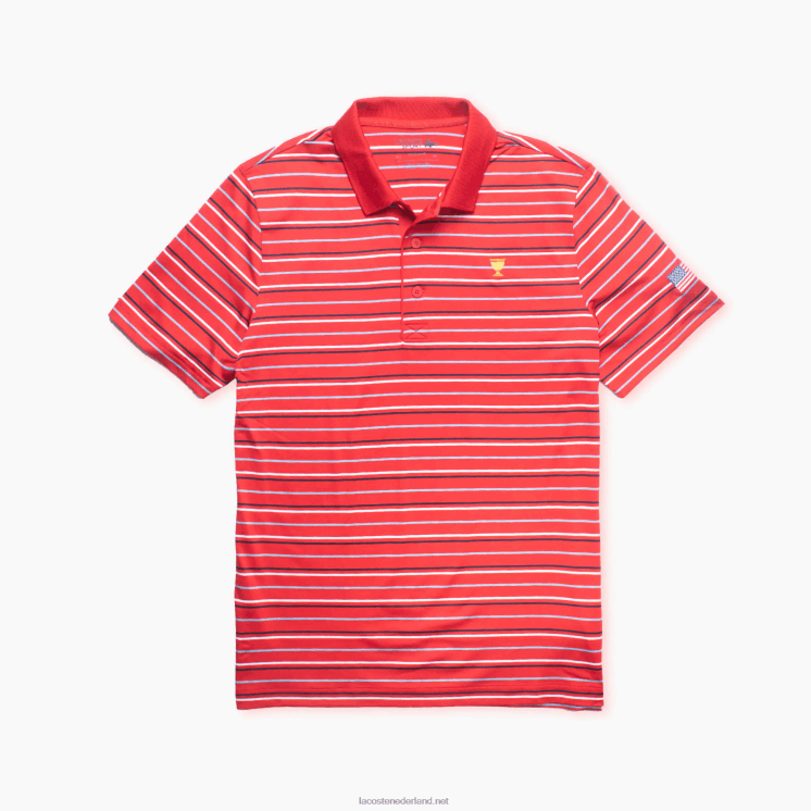 Lacoste presidents cup sport gestreepte polo 0828H1228 rood marineblauw wit t73 Heren