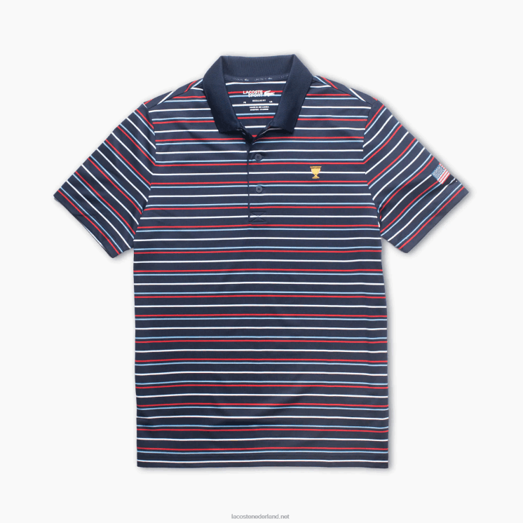 Lacoste presidents cup sport gestreepte polo 0828H1229 wit rood marineblauw 9qh Heren