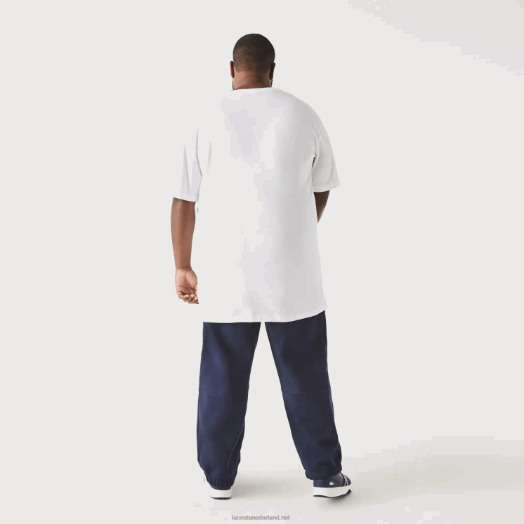 Lacoste regular fit geribbeld katoenen poloshirt met v-hals (grote maten) 0828H707 wit 001 Heren