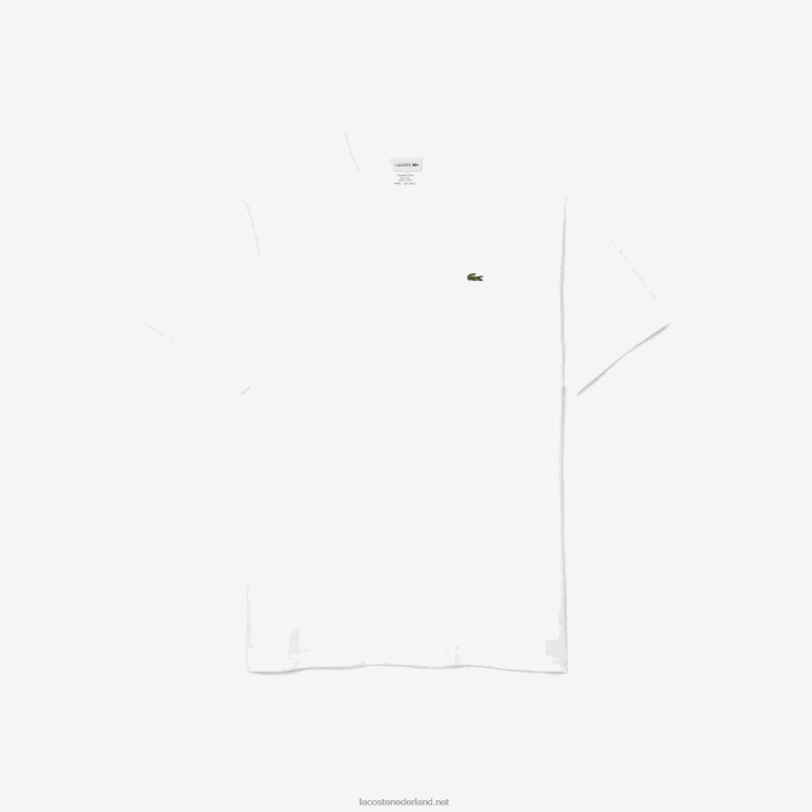 Lacoste regular fit geribbeld katoenen poloshirt met v-hals (grote maten) 0828H707 wit 001 Heren