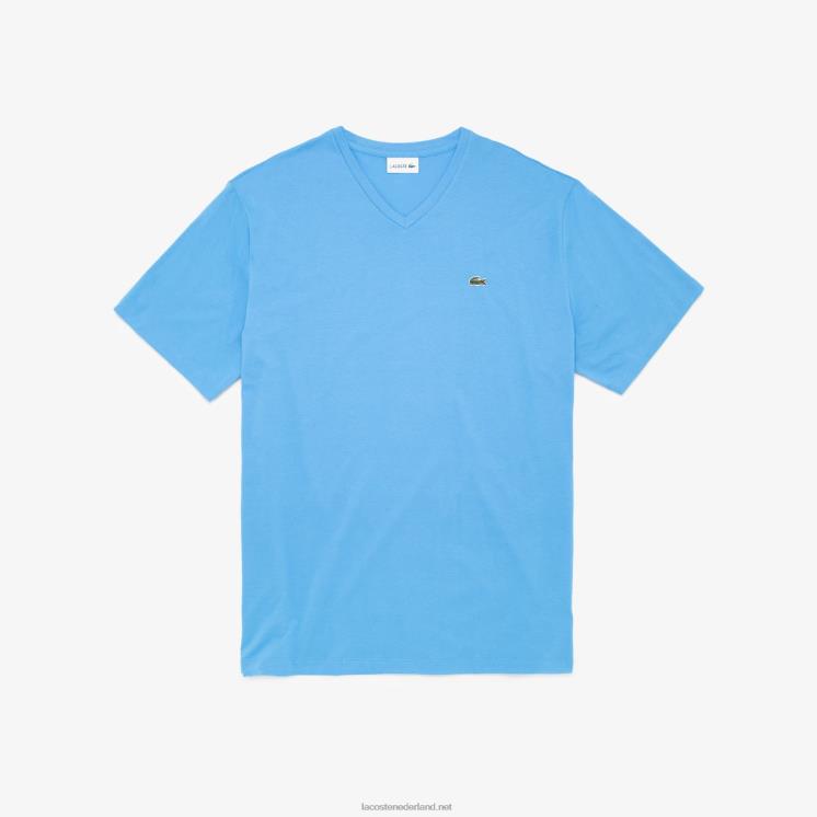 Lacoste regular fit geribbeld katoenen poloshirt met v-hals (grote maten) 0828H708 blauw 4xa Heren