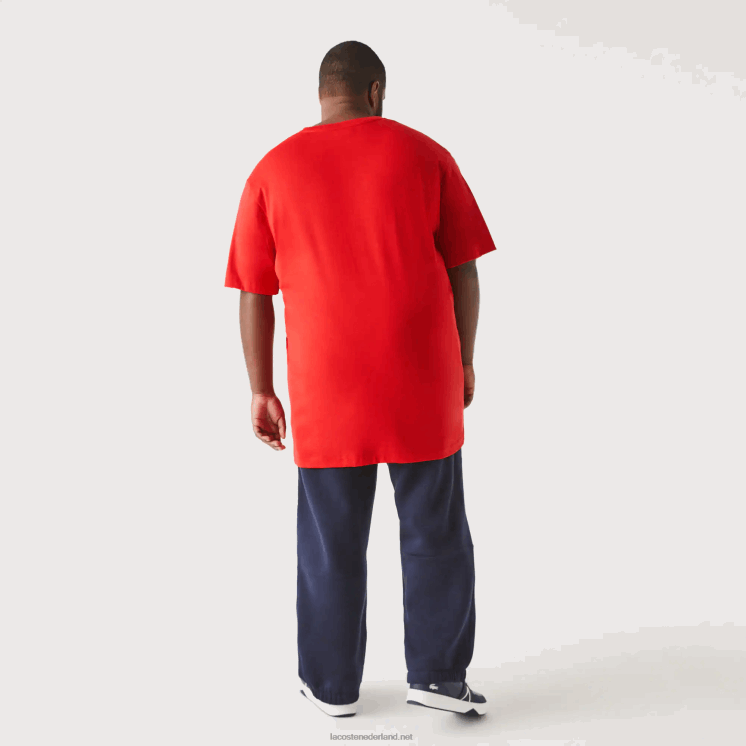 Lacoste regular fit geribbeld katoenen poloshirt met v-hals (grote maten) 0828H709 rood 240 Heren