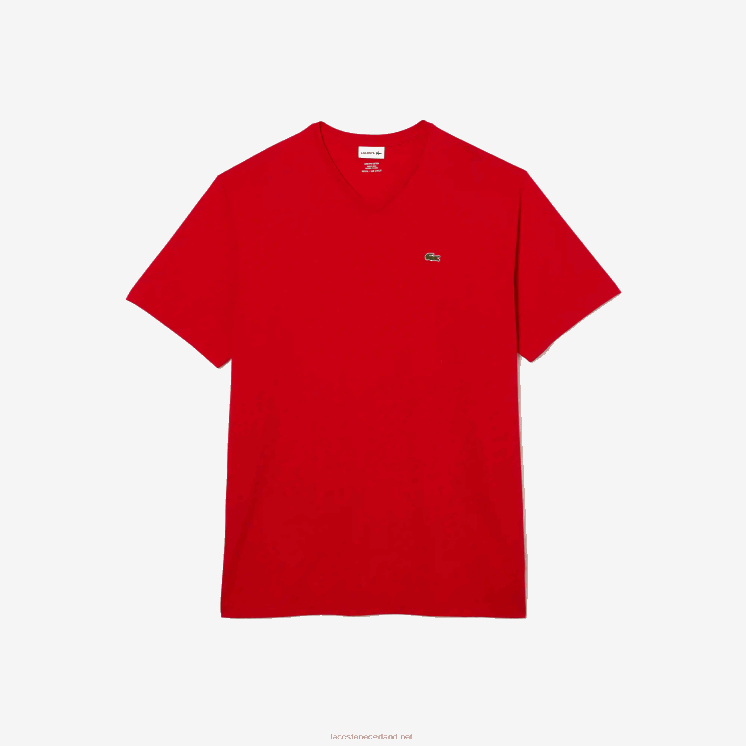 Lacoste regular fit geribbeld katoenen poloshirt met v-hals (grote maten) 0828H709 rood 240 Heren