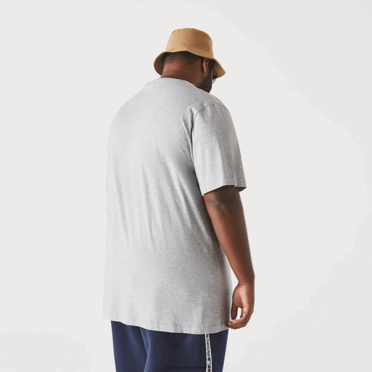 Lacoste regular fit geribbeld katoenen poloshirt met v-hals (grote maten) 0828H765 grijze chine ca Heren