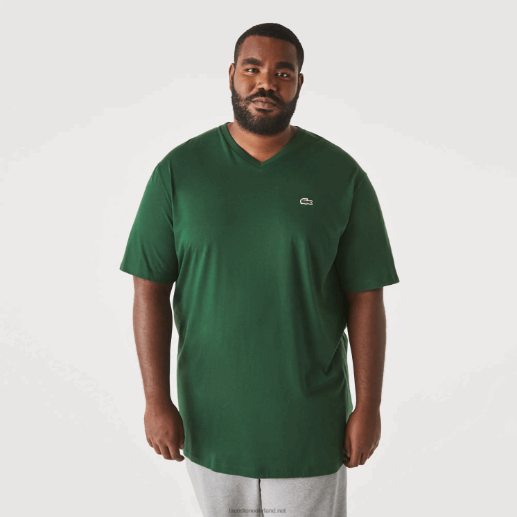 Lacoste regular fit geribbeld katoenen poloshirt met v-hals (grote maten) 0828H823 groen 132 Heren