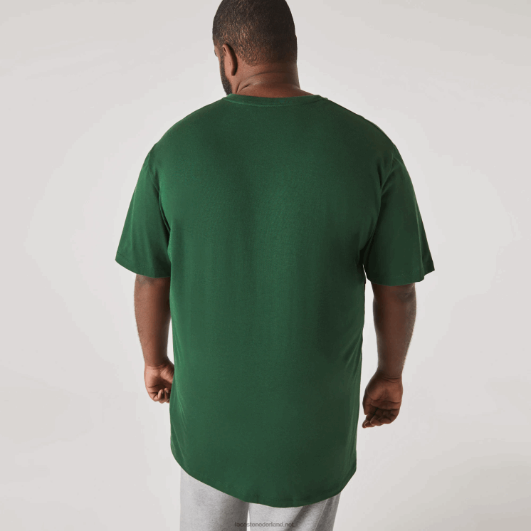 Lacoste regular fit geribbeld katoenen poloshirt met v-hals (grote maten) 0828H823 groen 132 Heren